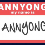 "Annyong" written on a card